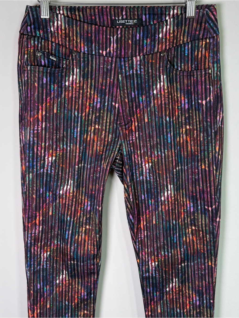 Lisette L Montreal Abstract Print Skinny Pull-On Pants Artsy Maximalist Size 8